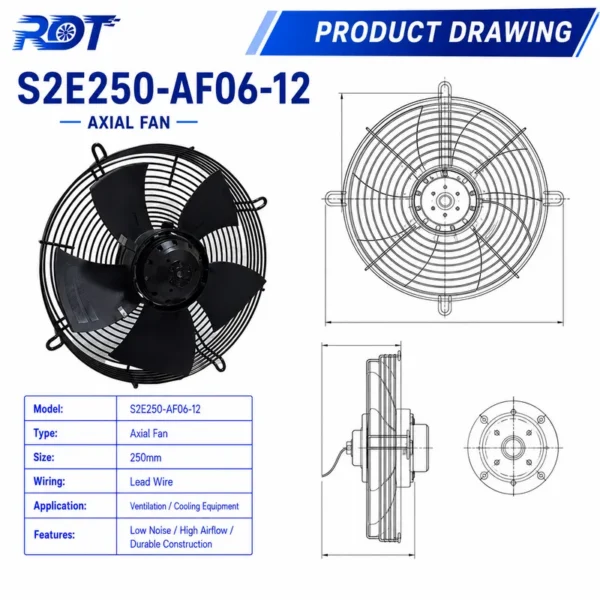 Axial Ventilation Fan, 230V, S2E250-AF06-12 - view 2