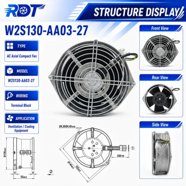 Axial Ventilation Fan, 230V, W2S130-AA03-27 - view 2