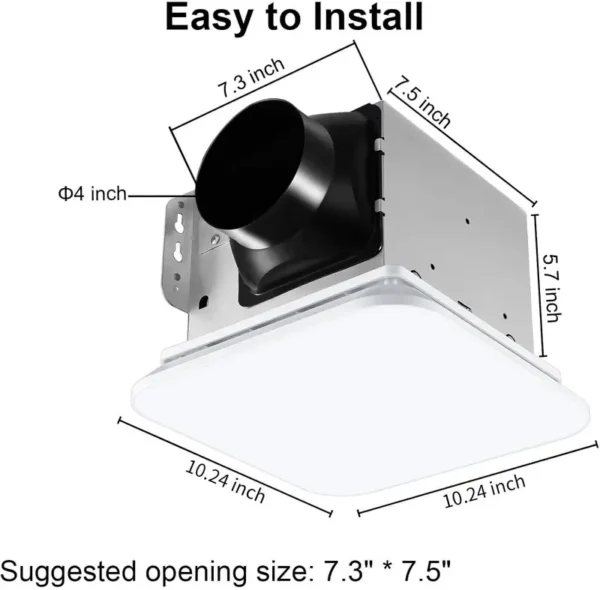 Bathroom Exhaust Fan, 110, CFM, 3000K/4000K/5500K, 1000LM - view 2