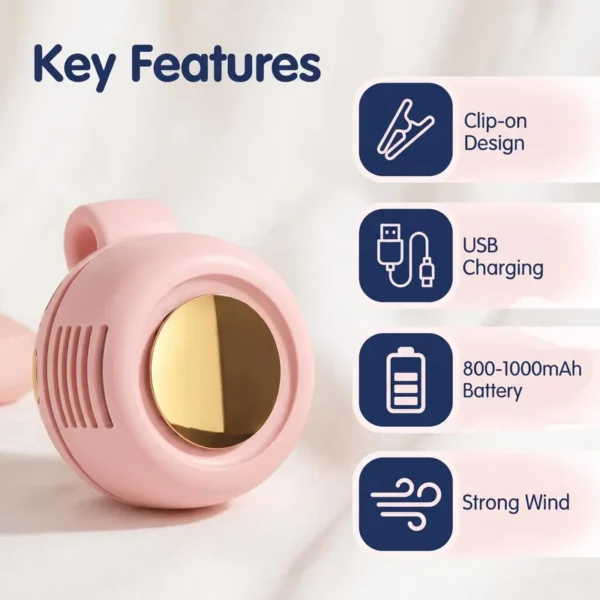 Bladeless Clip Waist Fan, USB, Brushless, Portable - view 2