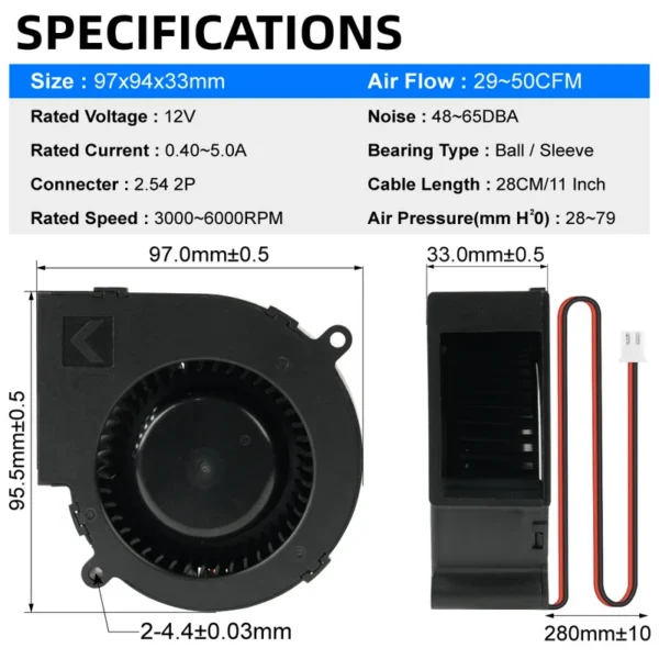 Blower, 9733, Brushless, 12V, 24V - view 2
