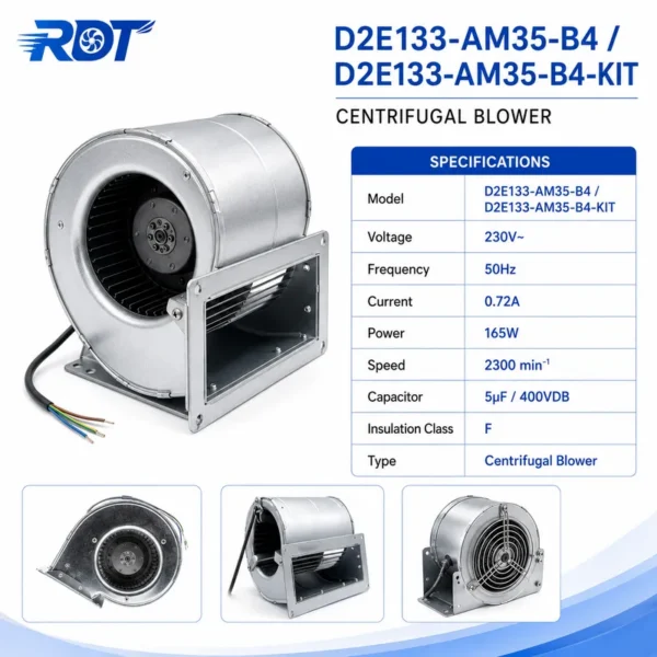 Blower, D2E133-AM35-B4, 230 V, Corded Electric - view 2