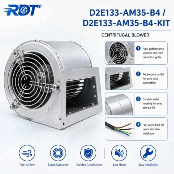 Blower, D2E133-AM35-B4, 230 V, Corded Electric - view 6
