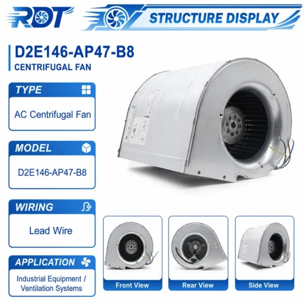 Blower, D2E146-AP47-B8, 230 V, Corded Electric - view 2