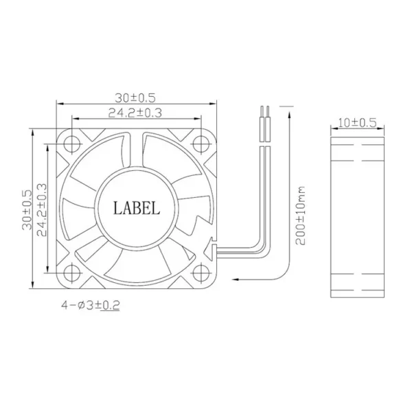Brushless Axial Fan, 3010, 30x30x10mm, 5V, 12V - view 4