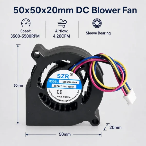 Brushless Blower, SZR5020, 5/12/24V, 50x50x20mm