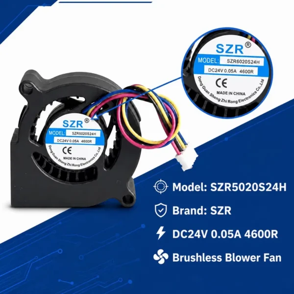 Brushless Blower, SZR5020, 5/12/24V, 50x50x20mm - view 2