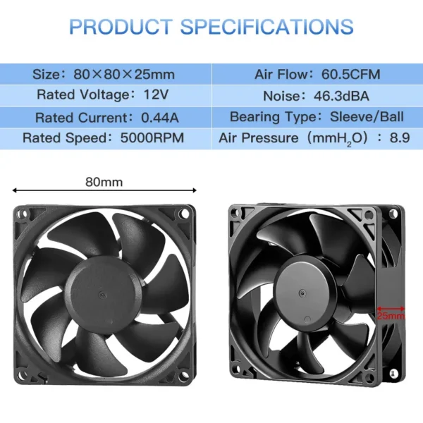 Brushless Cpu Cooling Fan, Waterproof, Axial, 5V/12V/24V/48V - view 2