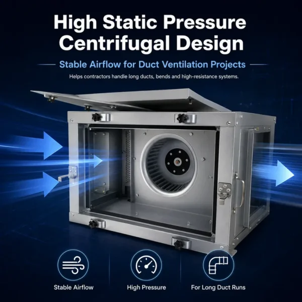 Cabinet Centrifugal Duct Fan, HVAC, AC 220V, Corded Electric - view 3