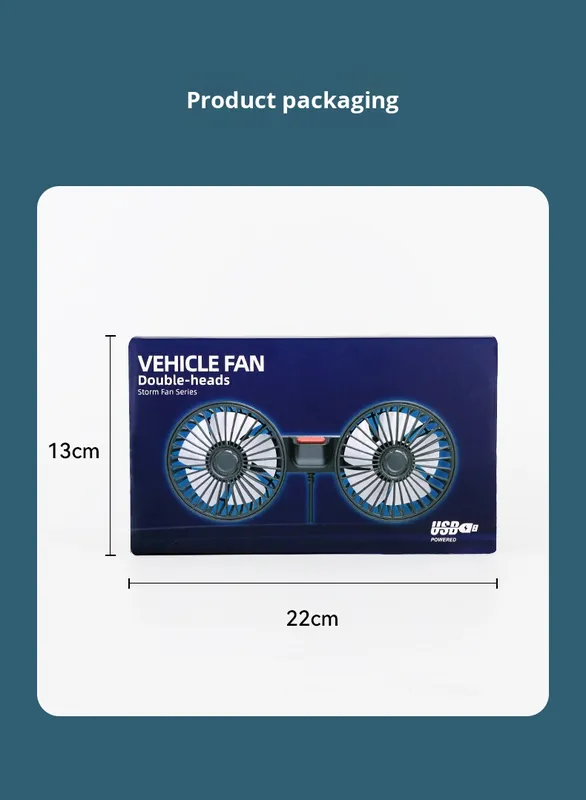 Car Seat Cooling Fan, Portable, 12V, USB, Plastic - view 6