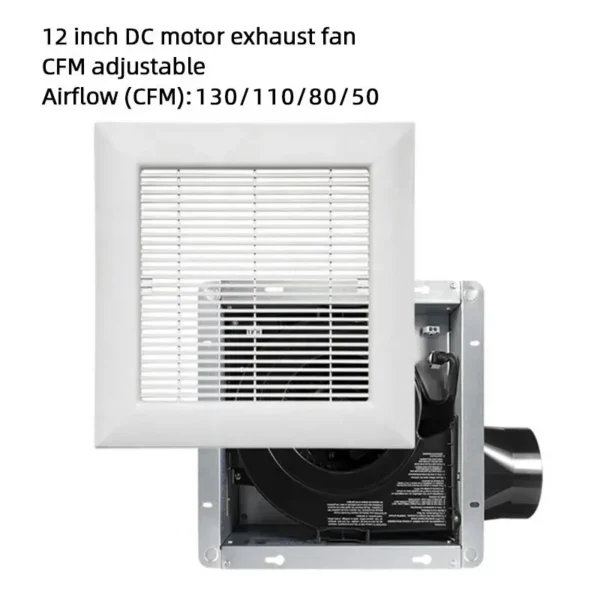Ceiling Bathroom Exhaust Fan, ETL, CFM, 12-Inch - view 2