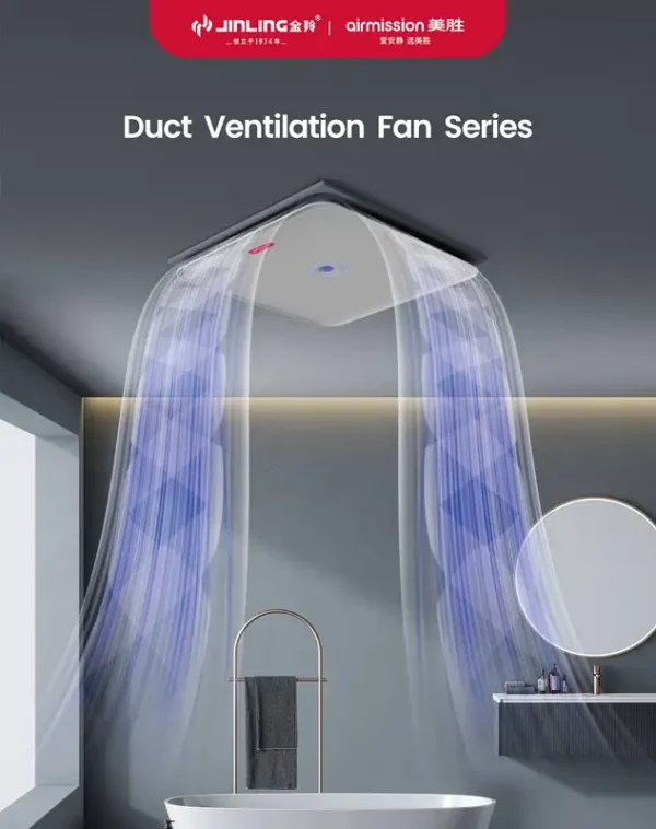 Ceiling Bathroom Ventilation Fan, A.C. Source, plastic - view 5