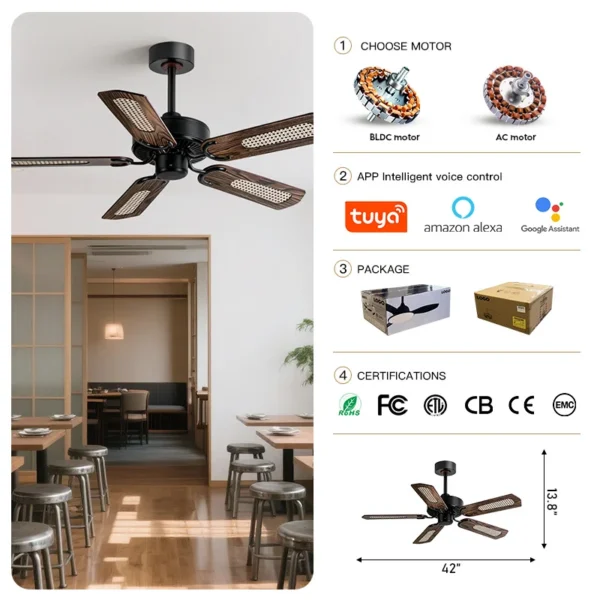 Ceiling Fan, 110V/220V, 42-Inch - view 3