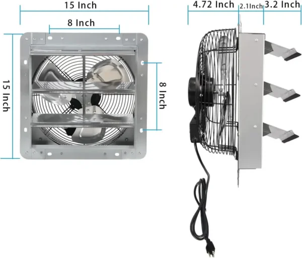 Ceiling Fan, 12-Inch, Aluminum, Wall, Axial - view 6