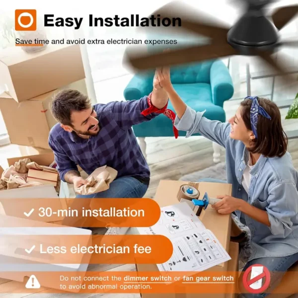 Ceiling Fan, 265V, 30W LED Light, Metal - view 6