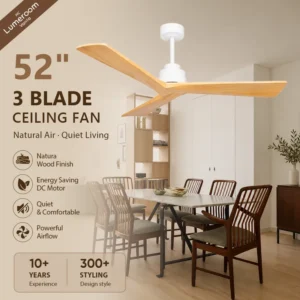 Ceiling Fan, 35W, Solid Wood + Metal