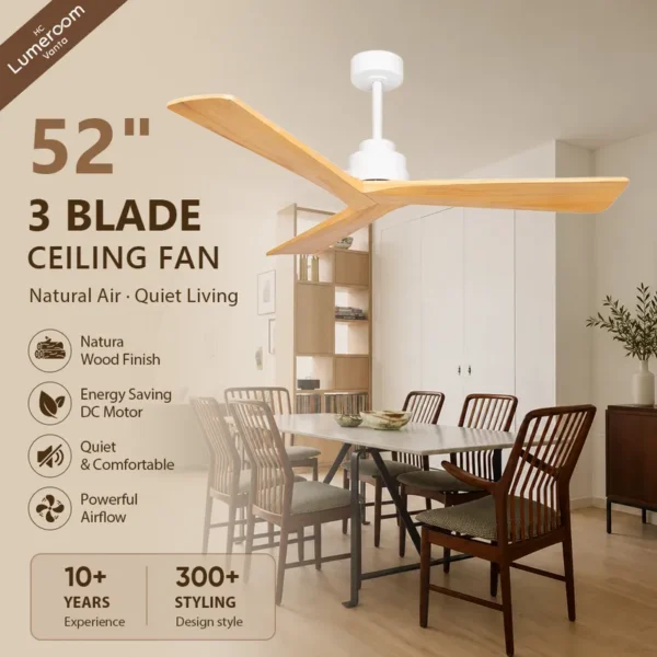 Ceiling Fan, 35W, Solid Wood + Metal