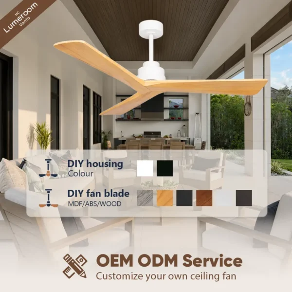 Ceiling Fan, 35W, Solid Wood + Metal - view 3