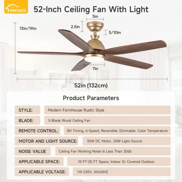 Ceiling Fan, 52", BLDC, Copper - view 3