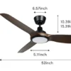Ceiling Fan, 52-Inch, LED, ABS, 220V - view 3