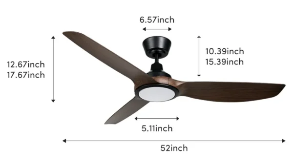 Ceiling Fan, 52-Inch, LED, ABS, 220V - view 3