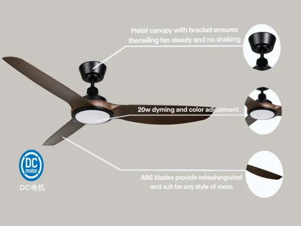 Ceiling Fan, 52-Inch, LED, ABS, 220V - view 5