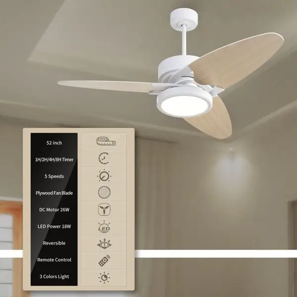 Ceiling Fan, 52-Inch, Plastic, LED, 6-Speed - view 2