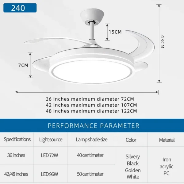 Ceiling Fan, 6-Speed, LED, 42cm - view 6