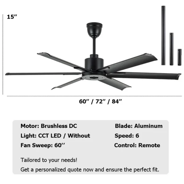 Ceiling Fan, 60inch, 72inch, Aluminum, BLDC - view 6