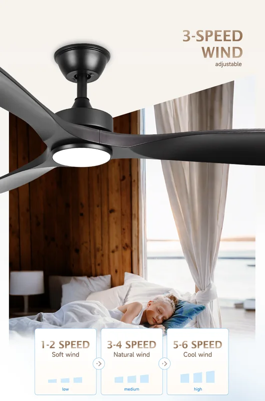 Ceiling Fan, Abs, 3 ABS Blades, AR-CFL-CB-1028-BK - view 2