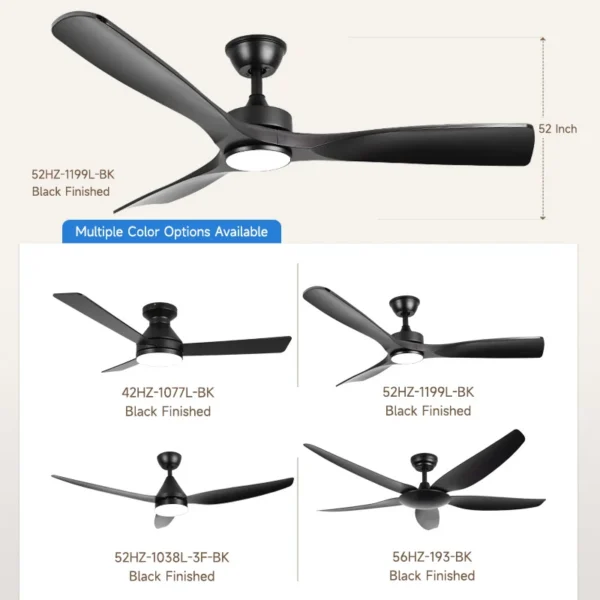 Ceiling Fan, Abs, 3 ABS Blades, AR-CFL-CB-1028-BK - view 5