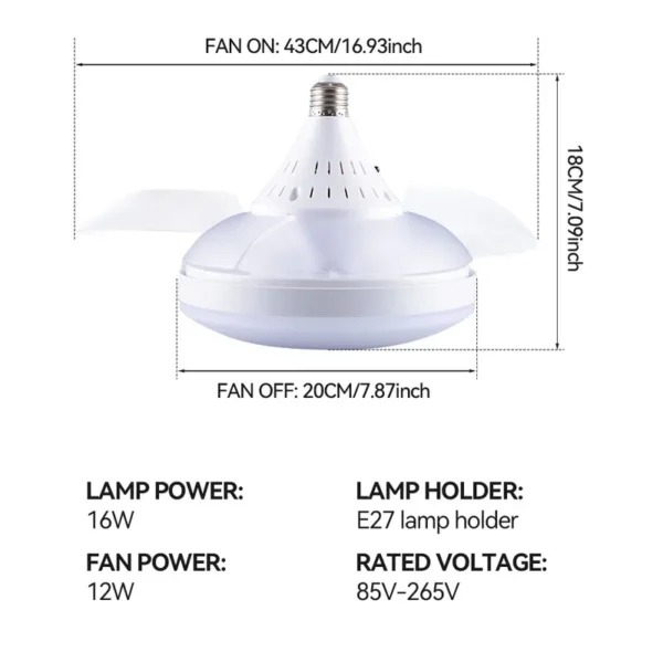 Ceiling Fan, AC85-265V, E27 - view 6