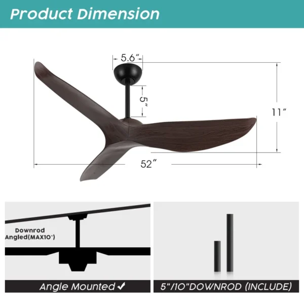 Ceiling Fan, HSG, 52-Inch, LED - view 4
