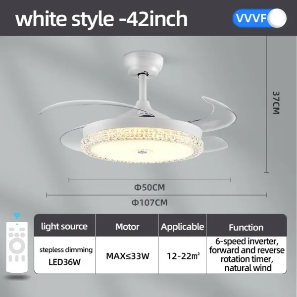 Ceiling Fan, LED, 100-240V, Iron+Plastic - view 6