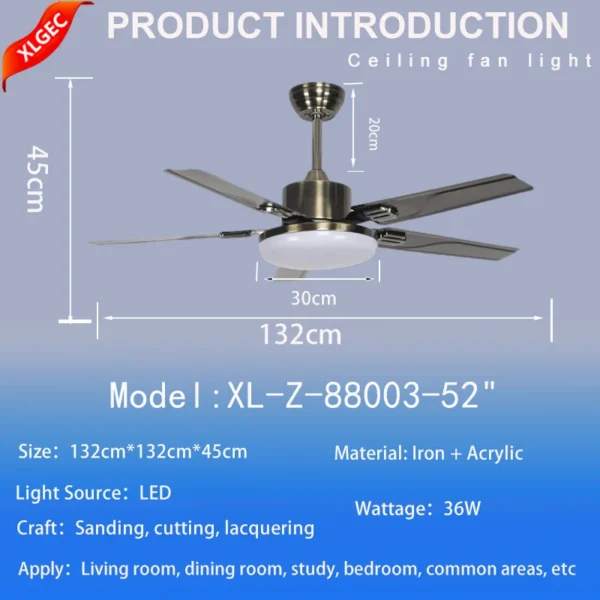 Ceiling Fan, LED, 6-Speed - view 5