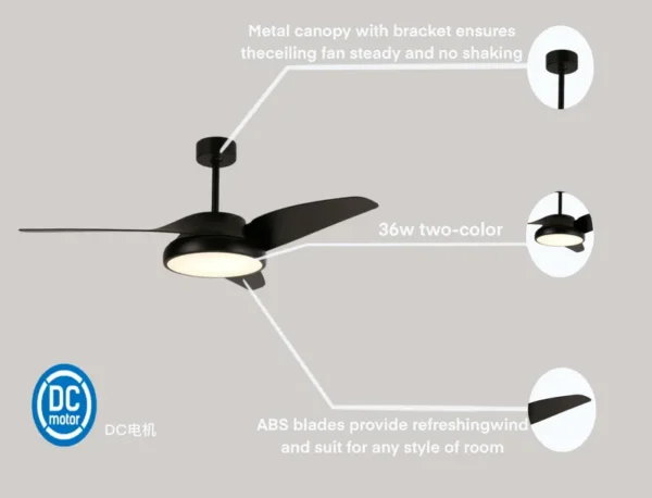 Ceiling Fan, LED, ABS, 6-Speed - view 4