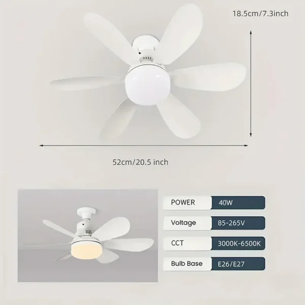 Ceiling Fan, LED, ABS, E27 - view 4