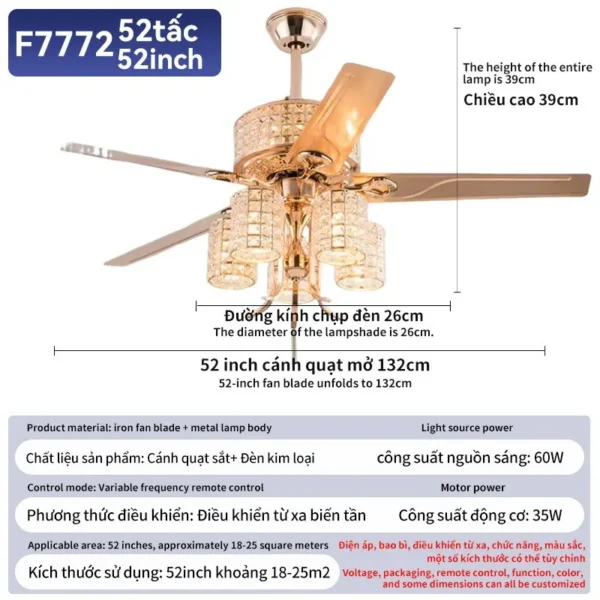 Ceiling Fan, LED, Copper - view 2