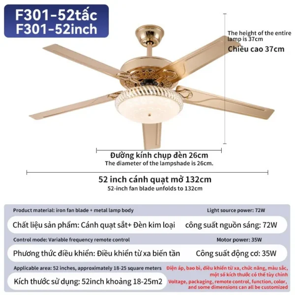 Ceiling Fan, LED, Copper - view 3