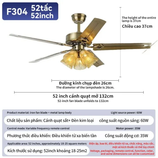 Ceiling Fan, LED, Copper - view 6