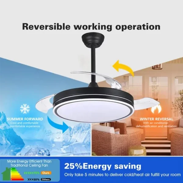 Ceiling Fan, LED, Iron + Splint - view 4