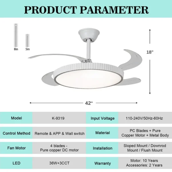 Ceiling Fan, LED, K-9319 - view 3