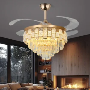 Ceiling Fan, LED, Metal + ABS +crystal, LX-FWL-0019