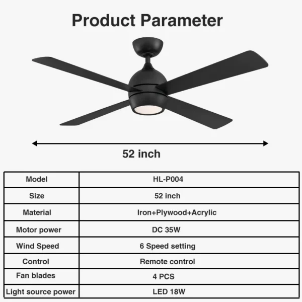 Ceiling Fan, Metal+Acrylic Blades - view 4