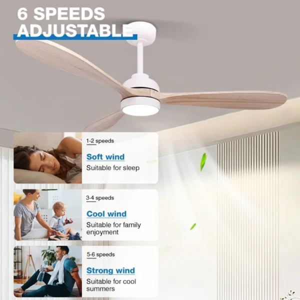 Ceiling Fan, Metal+Solid Wood, 6 Speed Choice - view 2