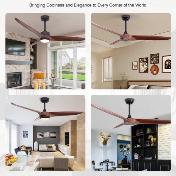 Ceiling Fan, Metal+Solid Wood, 6 Speed Choice - view 3
