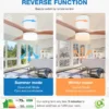 Ceiling Fan, Metal+Solid Wood, 6 Speed Choice - view 3