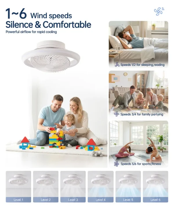 Ceiling Fan, Plastic, LED, 6-Speed - view 3