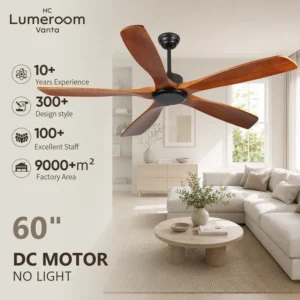 Ceiling Fan, USA, 50 W, Solid Wood + Metal
