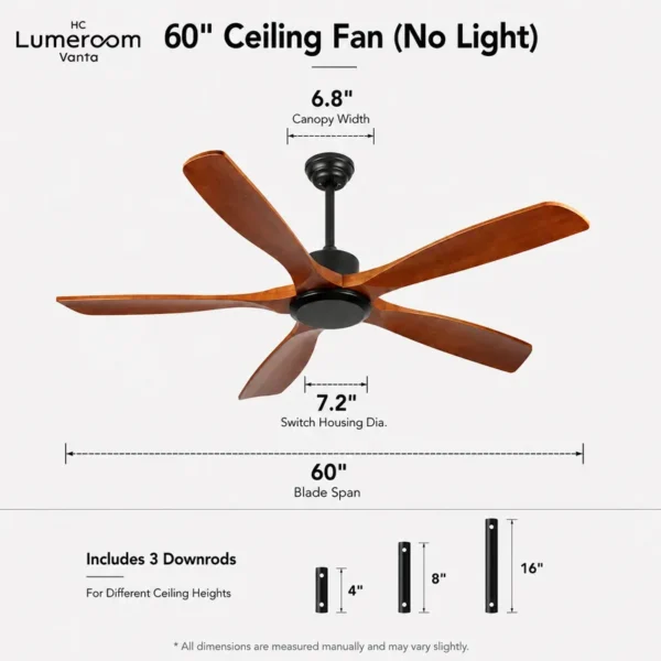 Ceiling Fan, USA, 50 W, Solid Wood + Metal - view 3